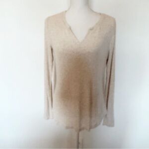 Cabi Simple Tee Ribbed Cream Top Style 4003 Size S